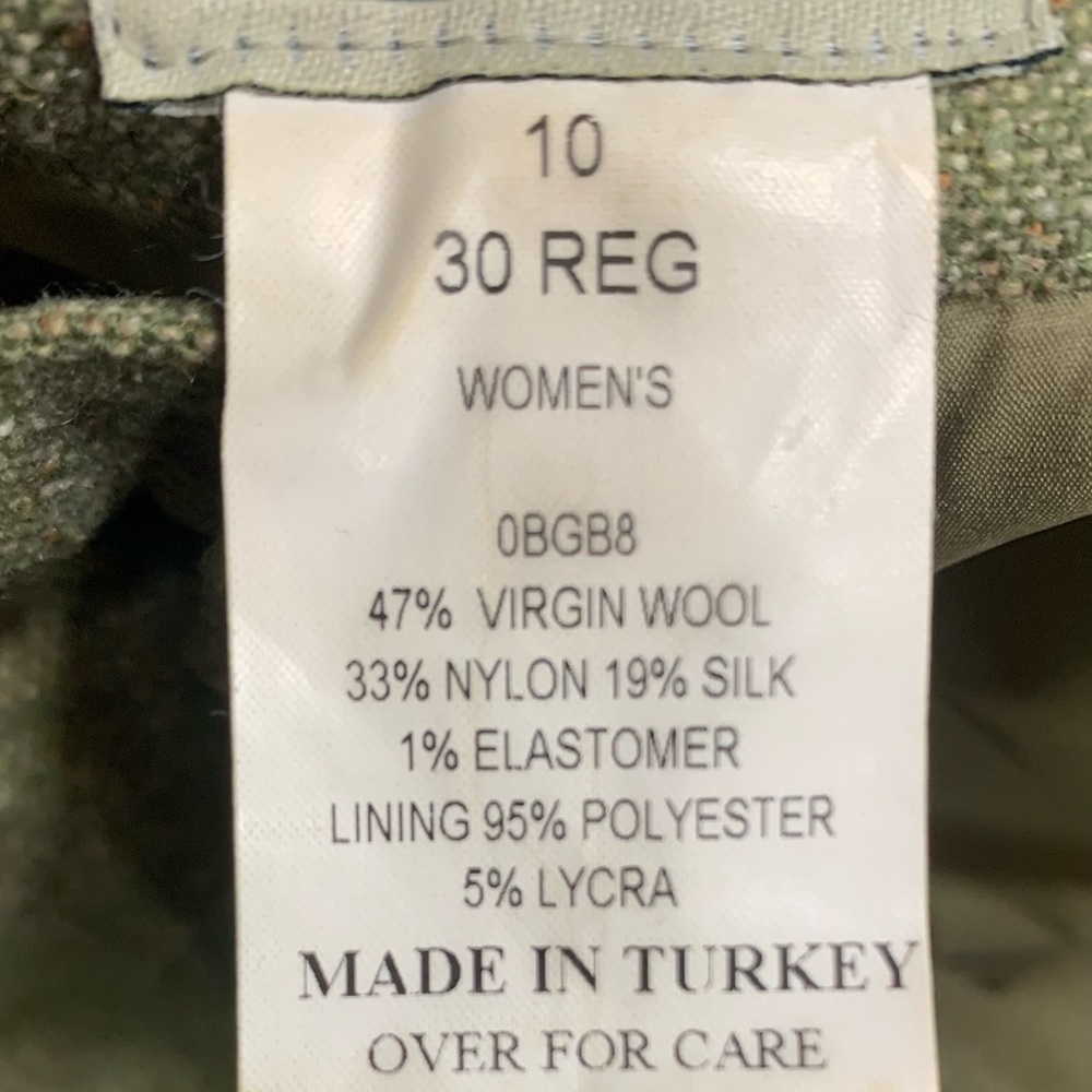 L.L. Bean  Wool Silk Blend  Trousers Pants Lined Green Straight Leg Womens 10 - Picture 3 of 3